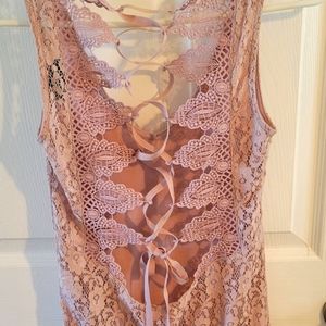 Blush Pink, Lacey Bodysuit by Topshop